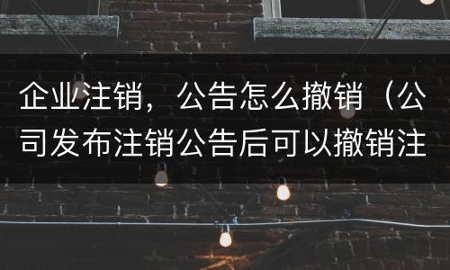 企业注销，公告怎么撤销（公司发布注销公告后可以撤销注销吗）