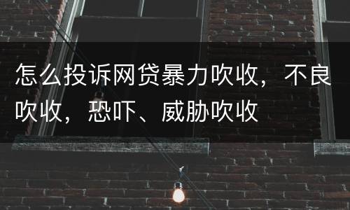 怎么投诉网贷暴力吹收，不良吹收，恐吓、威胁吹收