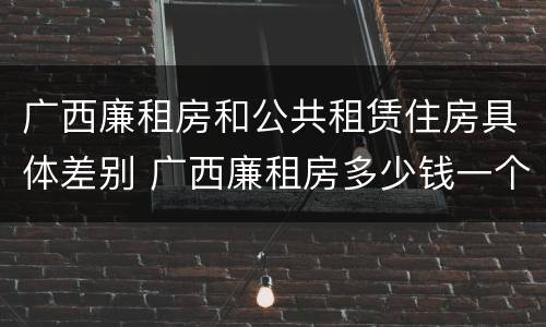 广西廉租房和公共租赁住房具体差别 广西廉租房多少钱一个月