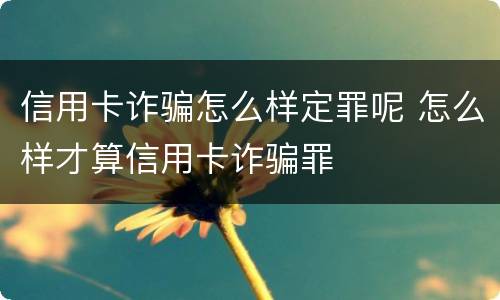信用卡诈骗怎么样定罪呢 怎么样才算信用卡诈骗罪