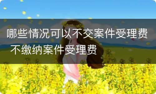 哪些情况可以不交案件受理费 不缴纳案件受理费