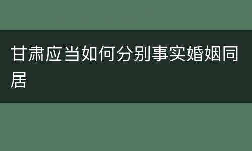 甘肃应当如何分别事实婚姻同居