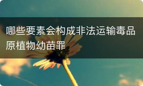 哪些要素会构成非法运输毒品原植物幼苗罪