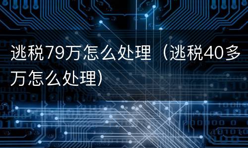 逃税79万怎么处理（逃税40多万怎么处理）