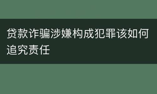 贷款诈骗涉嫌构成犯罪该如何追究责任