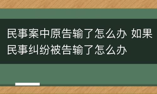 民事案中原告输了怎么办 如果民事纠纷被告输了怎么办