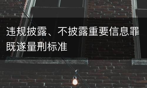 违规披露、不披露重要信息罪既遂量刑标准