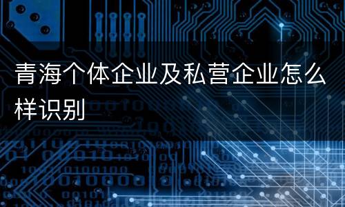 青海个体企业及私营企业怎么样识别