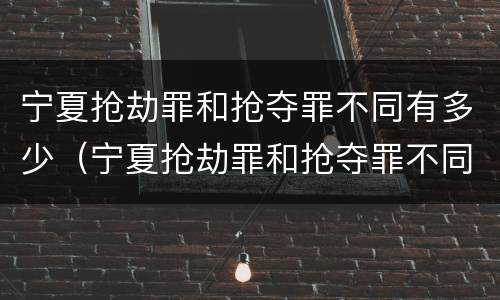 宁夏抢劫罪和抢夺罪不同有多少（宁夏抢劫罪和抢夺罪不同有多少条）