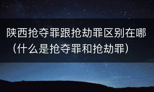 陕西抢夺罪跟抢劫罪区别在哪（什么是抢夺罪和抢劫罪）