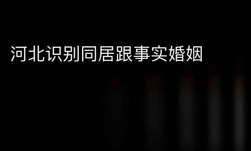 河北识别同居跟事实婚姻