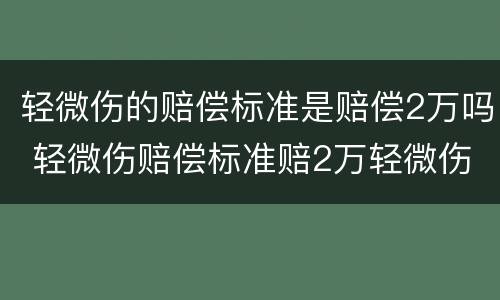 轻微伤的赔偿标准是赔偿2万吗 轻微伤赔偿标准赔2万轻微伤
