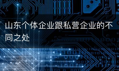 山东个体企业跟私营企业的不同之处