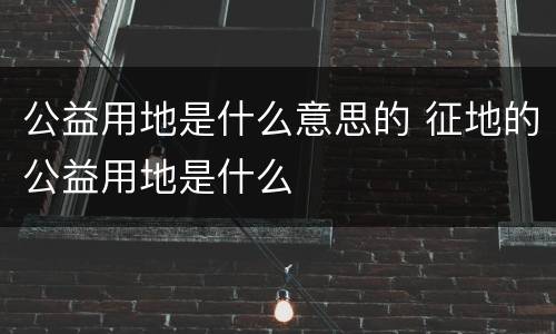 公益用地是什么意思的 征地的公益用地是什么