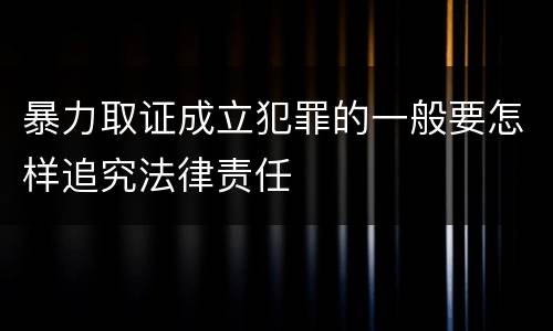 暴力取证成立犯罪的一般要怎样追究法律责任