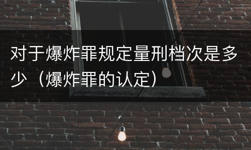 对于爆炸罪规定量刑档次是多少（爆炸罪的认定）