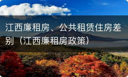江西廉租房、公共租赁住房差别（江西廉租房政策）