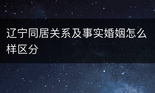 辽宁同居关系及事实婚姻怎么样区分