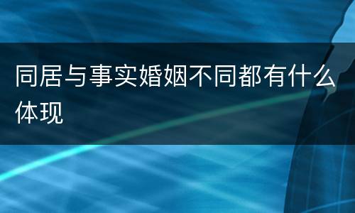 同居与事实婚姻不同都有什么体现