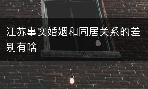 江苏事实婚姻和同居关系的差别有啥