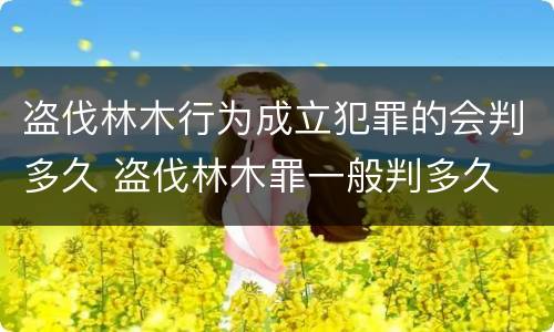 盗伐林木行为成立犯罪的会判多久 盗伐林木罪一般判多久