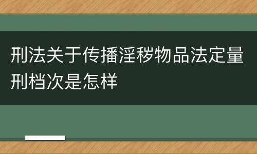 刑法关于传播淫秽物品法定量刑档次是怎样