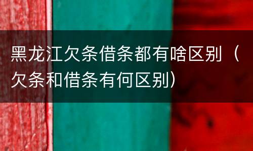 黑龙江欠条借条都有啥区别（欠条和借条有何区别）