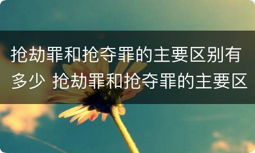 抢劫罪和抢夺罪的主要区别有多少 抢劫罪和抢夺罪的主要区别有多少罪名