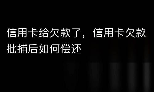 信用卡给欠款了，信用卡欠款批捕后如何偿还