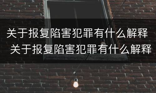关于报复陷害犯罪有什么解释 关于报复陷害犯罪有什么解释嘛