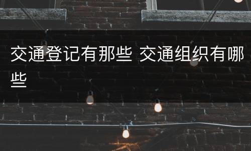 交通登记有那些 交通组织有哪些
