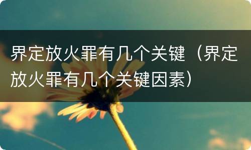 界定放火罪有几个关键（界定放火罪有几个关键因素）