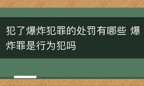 犯了爆炸犯罪的处罚有哪些 爆炸罪是行为犯吗