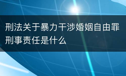 刑法关于暴力干涉婚姻自由罪刑事责任是什么