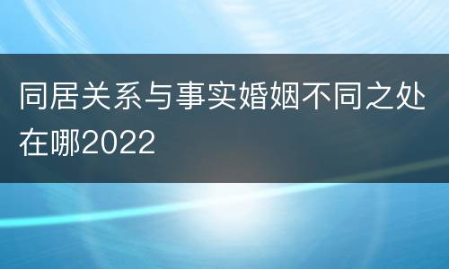 同居关系与事实婚姻不同之处在哪2022