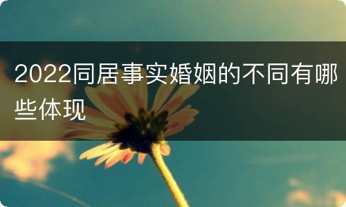 2022同居事实婚姻的不同有哪些体现