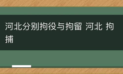 河北分别拘役与拘留 河北 拘捕