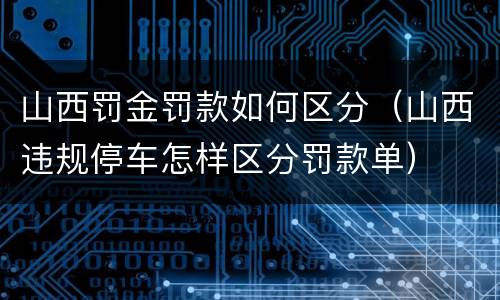 山西罚金罚款如何区分（山西违规停车怎样区分罚款单）