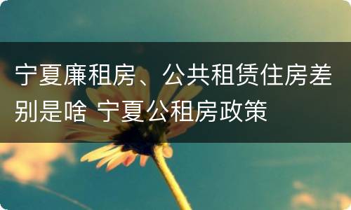 宁夏廉租房、公共租赁住房差别是啥 宁夏公租房政策