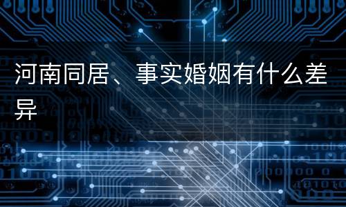 河南同居、事实婚姻有什么差异