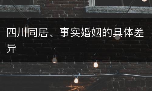 四川同居、事实婚姻的具体差异