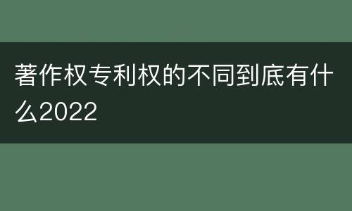 著作权专利权的不同到底有什么2022