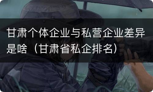 甘肃个体企业与私营企业差异是啥（甘肃省私企排名）