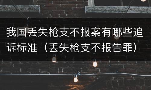 我国丢失枪支不报案有哪些追诉标准（丢失枪支不报告罪）