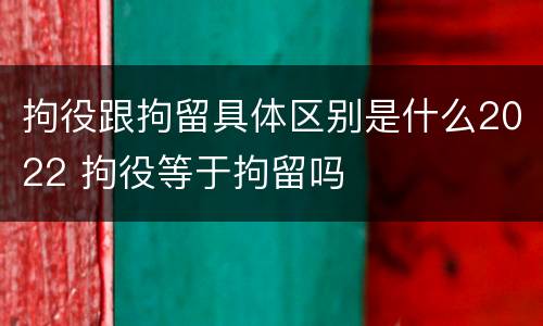 拘役跟拘留具体区别是什么2022 拘役等于拘留吗