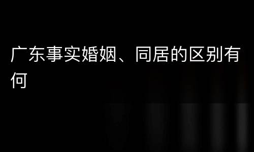 广东事实婚姻、同居的区别有何