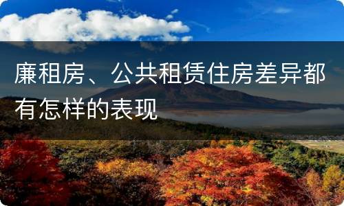 廉租房、公共租赁住房差异都有怎样的表现