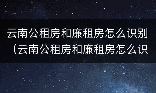云南公租房和廉租房怎么识别（云南公租房和廉租房怎么识别的）
