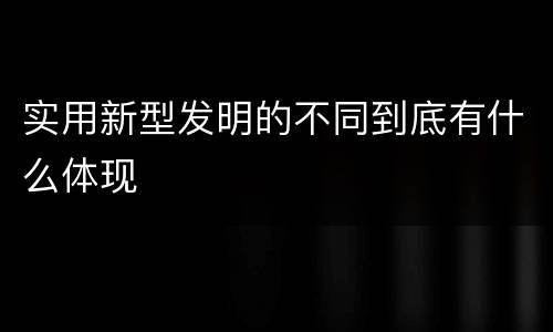 实用新型发明的不同到底有什么体现