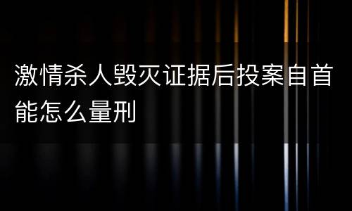 激情杀人毁灭证据后投案自首能怎么量刑